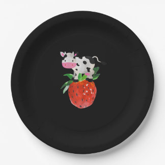 Strawberry Cowprint Cute Pink Cow Paper Plate