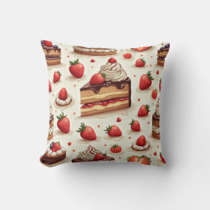 strawberry cream chocolate cake pillow cushion