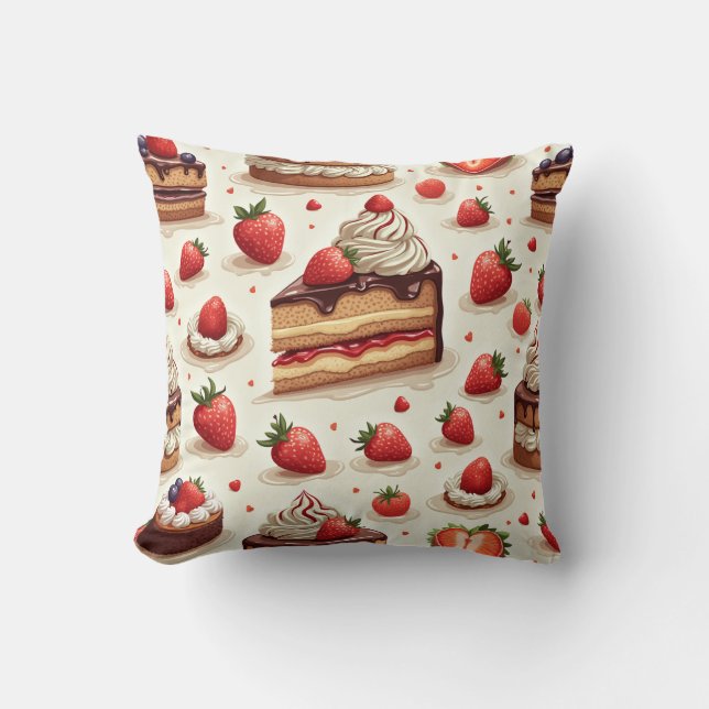 strawberry cream chocolate cake pillow cushion (Front)