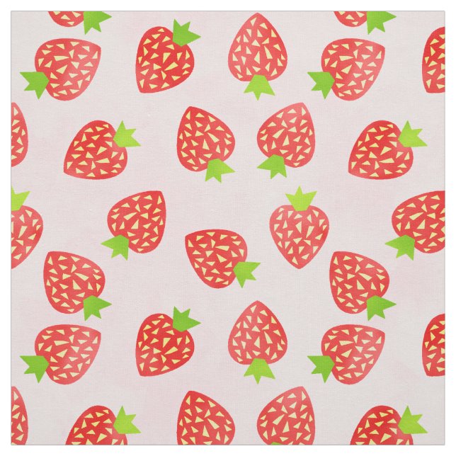Strawberry Cream Fruit Pattern Pretty Fabric (Swatch)
