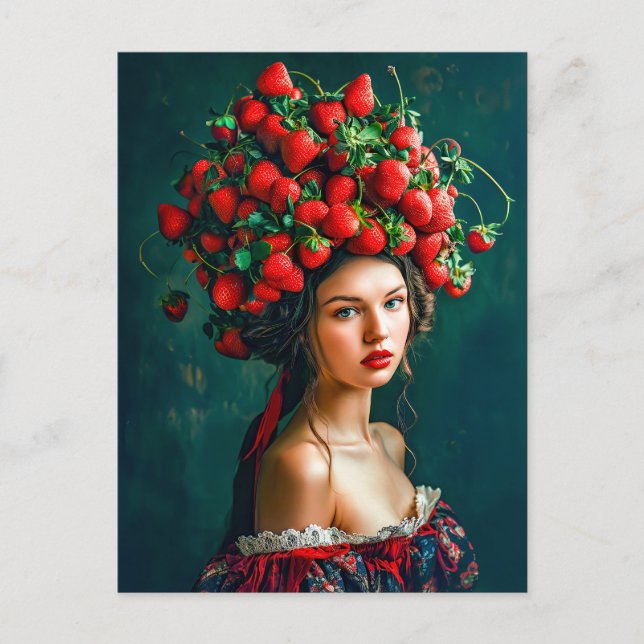 Strawberry Crown Baroque Lady Holiday Postcard (Front)