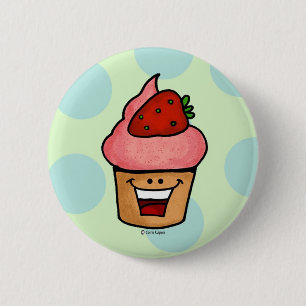 strawberry cupcake 6 cm round badge