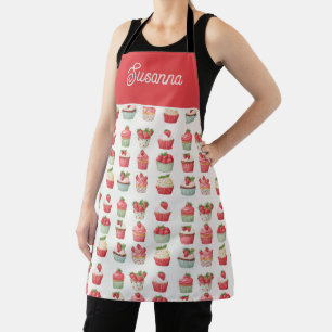 Strawberry Cupcake Apron Custom Name