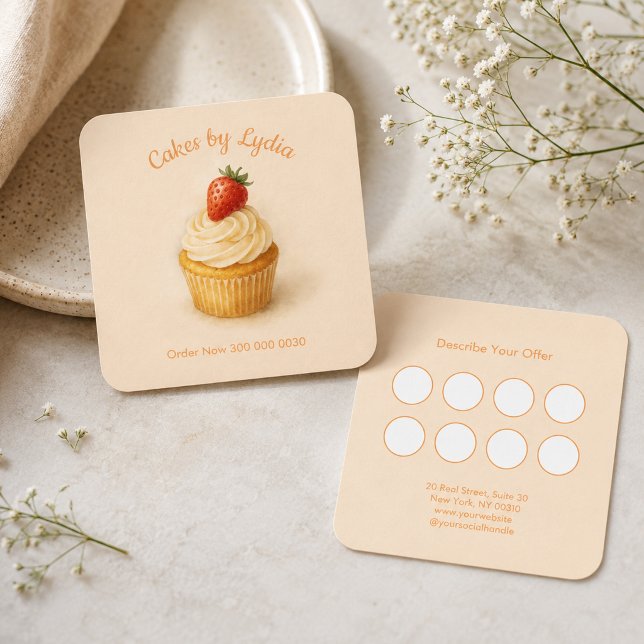 Strawberry Cupcake Bakery Loyalty Punch Card (Creator Uploaded)