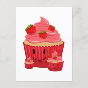 Strawberry Cupcake Family  Postcard