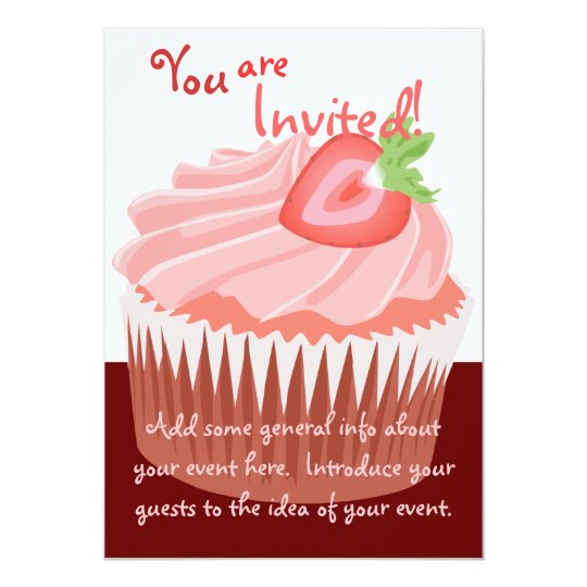 Strawberry Cupcake Invitation
