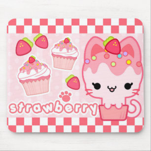 Strawberry Cupcake Kitty Mousepad