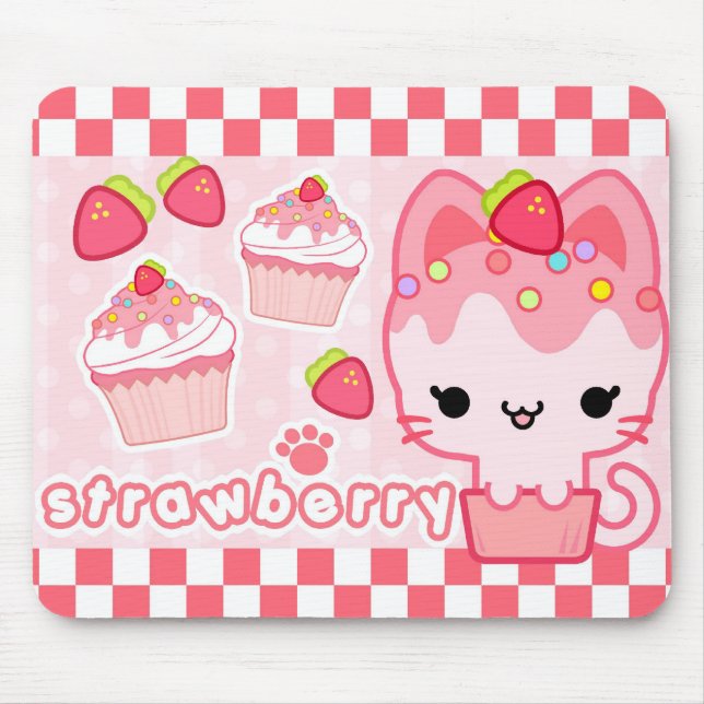 Strawberry Cupcake Kitty Mousepad (Front)