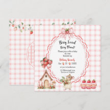 Strawberry Cupcake Mouse Baby Shower Invitation