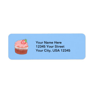 Strawberry Cupcake Return Address Label