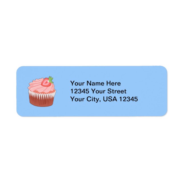 Strawberry Cupcake Return Address Label (Front)