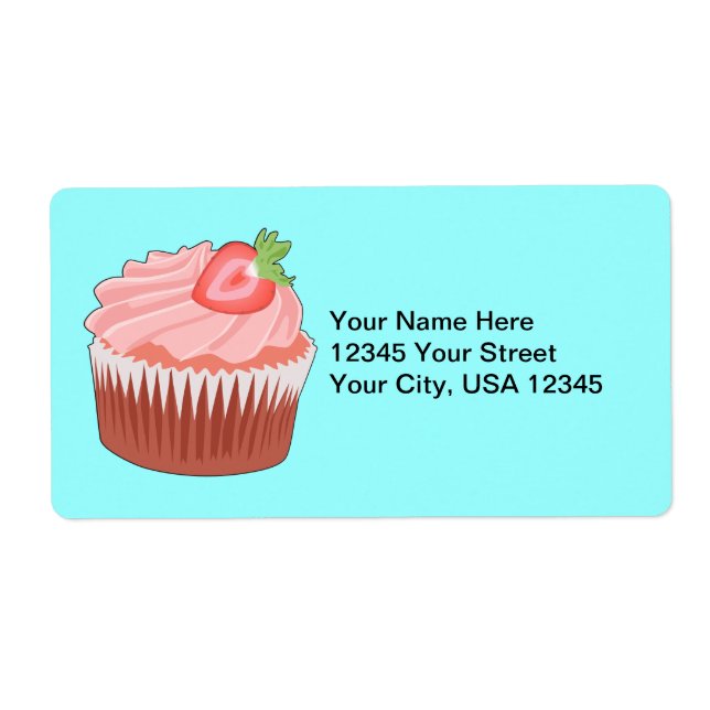 Strawberry Cupcake Shipping Labels (Front)