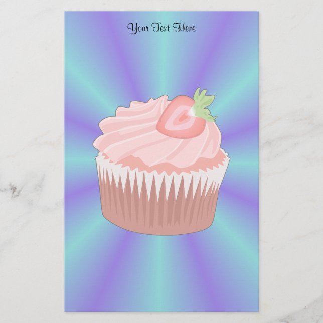 Strawberry Cupcake Stationery (Front)