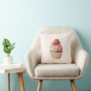 Strawberry Cupcake Sweet Dessert Cushion