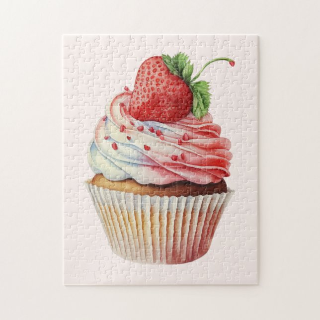 Strawberry Cupcake Sweet Dessert Jigsaw Puzzle (Vertical)
