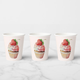 Strawberry Cupcake Sweet Dessert Paper Cups