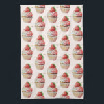 Strawberry Cupcake Sweet Dessert Pattern Tea Towel<br><div class="desc">A kitchen towel with a yummy illustration featuring a delicious looking cupcake. White cream and a big strawberry adorn this yummy sweet treat.</div>
