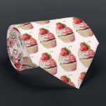 Strawberry Cupcake Sweet Dessert Pattern Tie<br><div class="desc">A tie with a yummy illustration featuring a delicious looking cupcake. White cream and a big strawberry adorn this yummy sweet treat.</div>