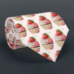 Strawberry Cupcake Sweet Dessert Pattern Tie<br><div class="desc">A tie with a yummy illustration featuring a delicious looking cupcake. White cream and a big strawberry adorn this yummy sweet treat.</div>