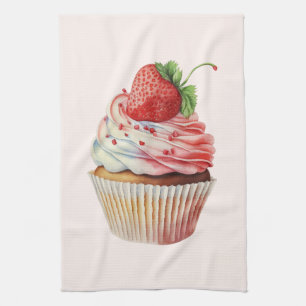 Strawberry Cupcake Sweet Dessert Tea Towel
