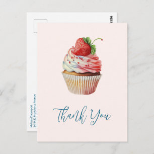 Strawberry Cupcake Sweet Dessert Thank You Postcard