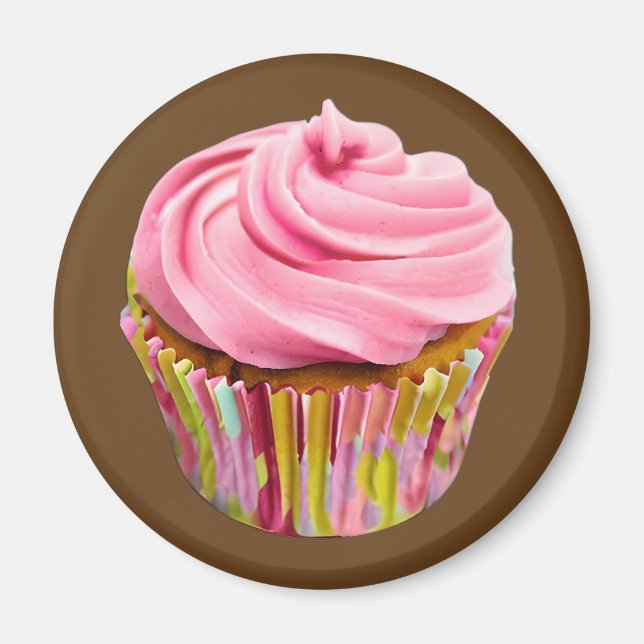 Strawberry Cupcake with Pink Frosting Magnet (Front)