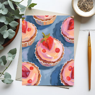 Strawberry Cupcakes Fruit Watercolor Celebratory Postcard