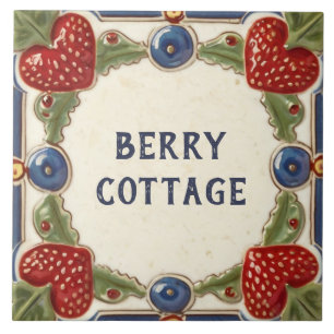 Strawberry Custom House Name Plate Plaque Sign Ceramic Tile