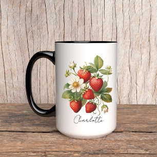 Strawberry custom name mug, Mothers day, Birthday Mug