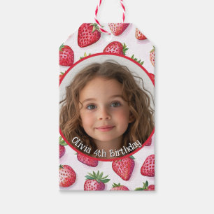 Strawberry Custom photo and name Paper Plate Gift Tags