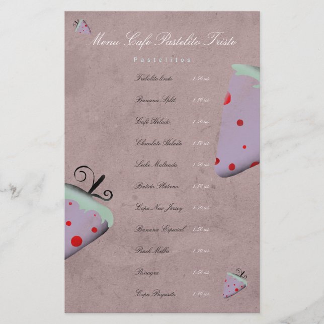 Strawberry Custom Restaurant Menu (Front)