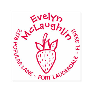Strawberry Custom Return Address Pre Inked Stamp