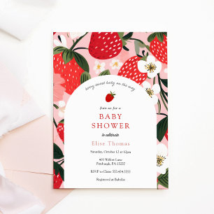 Strawberry Cute Berry Sweet Baby Shower  Invitation