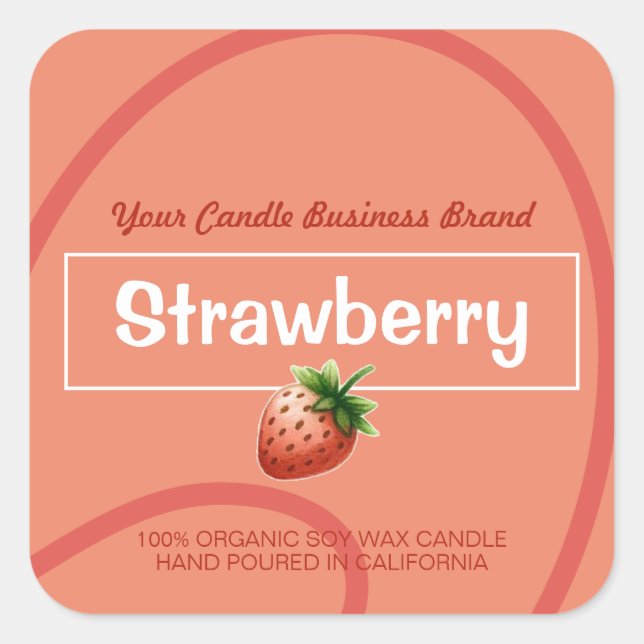 Strawberry Cute Style Modern Soy Candles Labels  (Front)