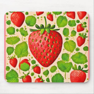 Strawberry Dadaist Artwork Mouse Pad
