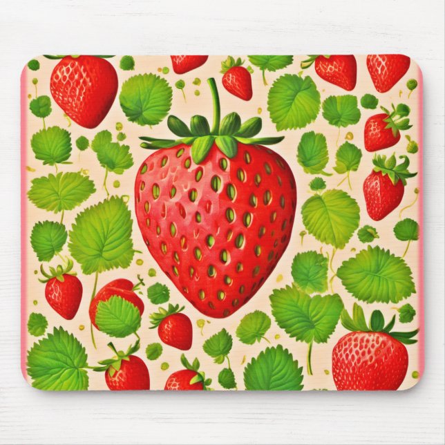 Strawberry Dadaist Artwork Mouse Pad (Front)