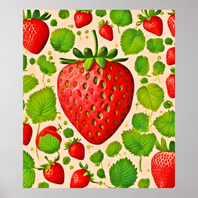 Strawberry Dadaist Artwork Poster (Front)