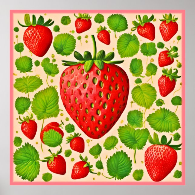Strawberry Dadaist Artwork Poster (Front)