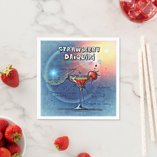 Strawberry Daiquiri (#10 of 12 Drink Recipe Sets)  Napkin (Insitu)
