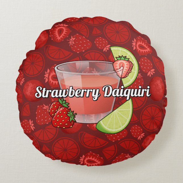 Strawberry Daiquiri Cocktail Round Cushion (Front)