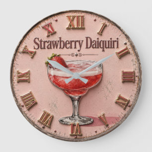 Strawberry Daiquiri Frozen Cocktail Bar Decor Large Clock