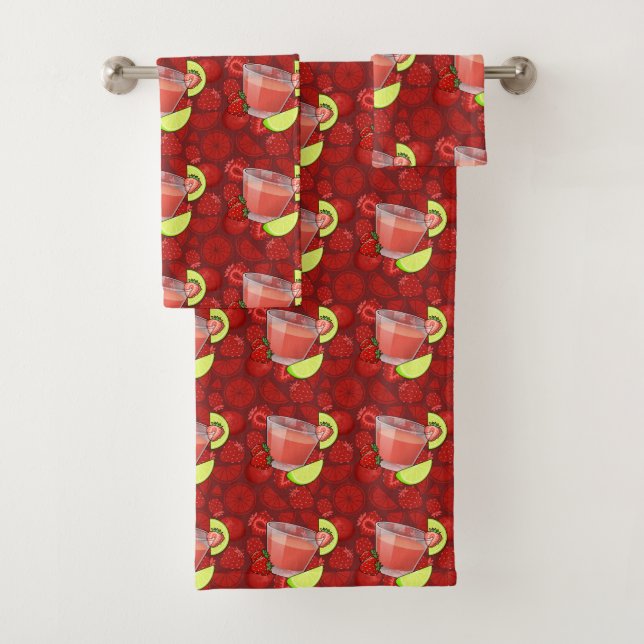 Strawberry Daiquiri Pattern Bath Towel Set (Insitu)
