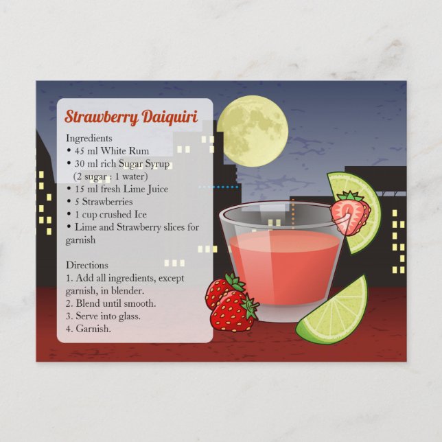 Strawberry Daiquiri Recipe Card (Front)