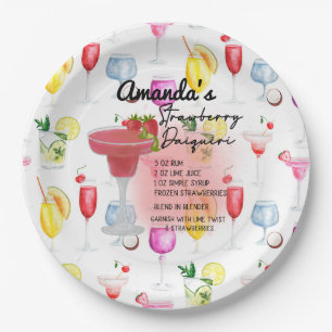Strawberry Daiquiri Recipe Personalised   Paper Plate