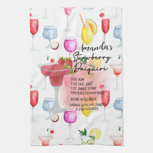 Strawberry Daiquiri Recipe Personalised Tea Towel