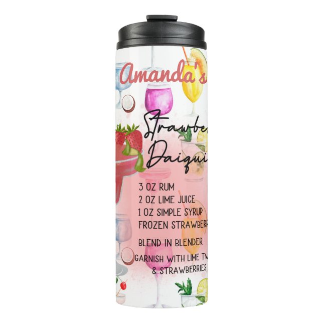 Strawberry Daiquiri Recipe Personalised  Thermal Tumbler (Front)