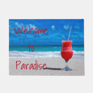 Strawberry Daiquiri Tropical Punch Caribbean Beach Doormat