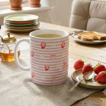Strawberry & Daisy Pink Mug | Cute Coquette Floral