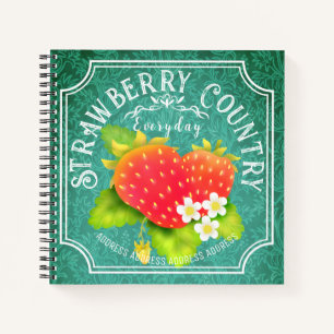 Strawberry Dark Teal Frame Notebook