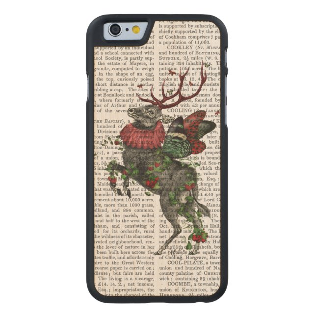 Strawberry Deer Carved Wood iPhone Case (Back)